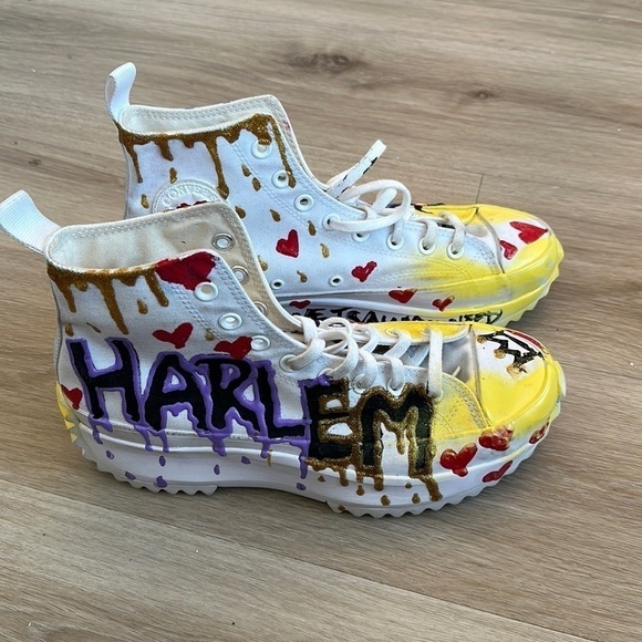 Custom converse platform sneakers brand new art work one of a kind men’s 9.5 w11 - Picture 1 of 7